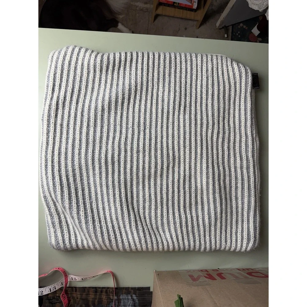 UGG Home Ribbed Knit Pillow Cover Neutral Gray Wool Blend‎ Decorative